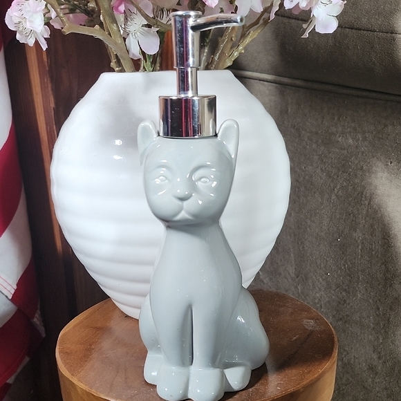 Other - Gray Cat Ceramic Soap Dispenser